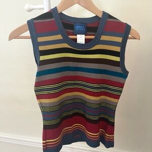 Kenzo Blue and Red Ribbed Sleeveless Tank Top